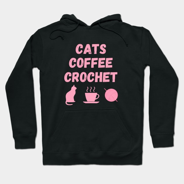 Cat Lady Gift Crochet Gifts Cats Coffee Crochet Yarn Lover Design Hoodie by InnerMagic